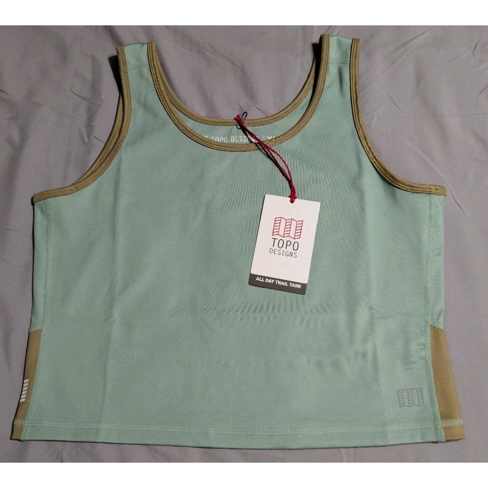 NWT Topo Designs All Day Trail Tank Womens XL Ash Green Trail Running Active Top